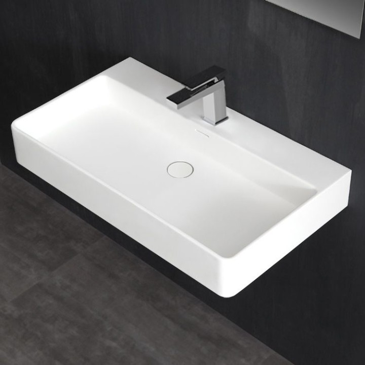 Umyvadlo StoneArt LP6208 z minerálního kamene bílé 80×46 matné