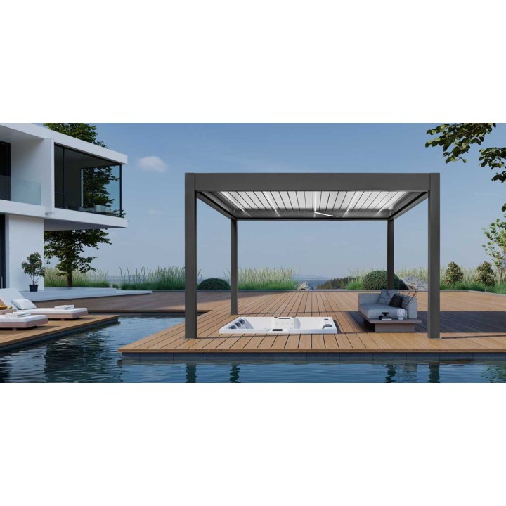 Pergola EAGO AWT P8-4A extreme černobílá 4×4 m elektrická