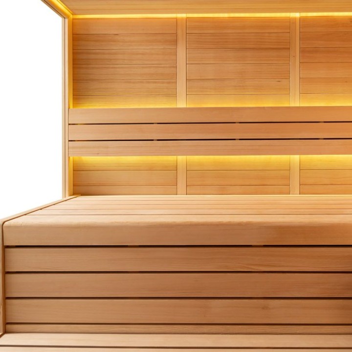 Finská sauna EAGO AWT B1611C hemlock 180×180 9 kW Virta Bi-O