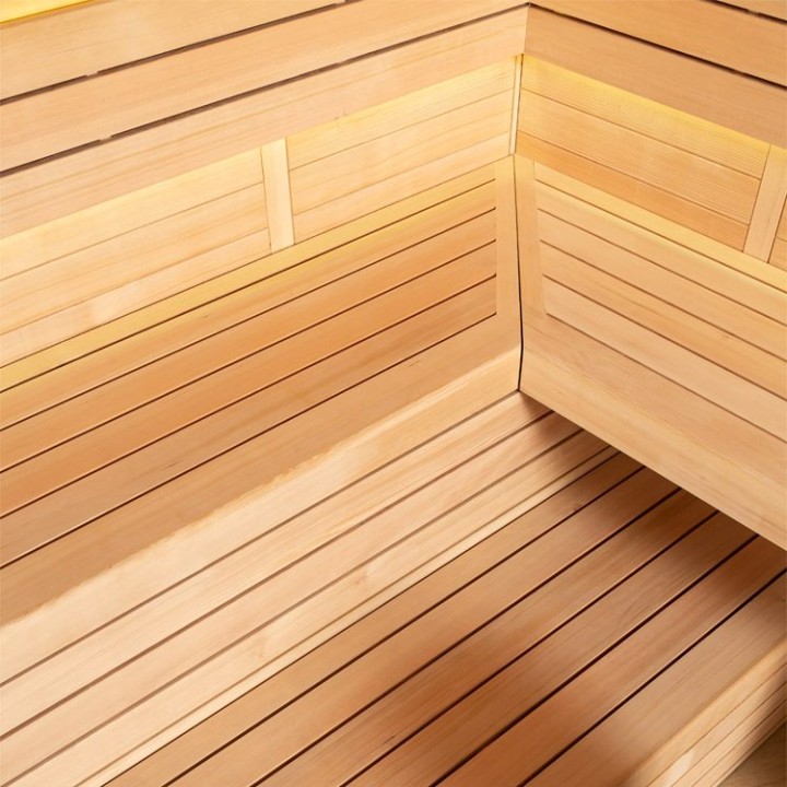 Finská sauna EAGO AWT B1611C hemlock 180×180 9 kW Virta Bi-O