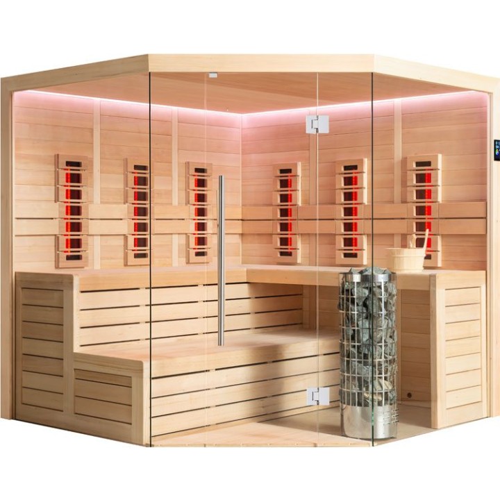 Finská sauna EAGO AWT E1611C-IR hemlock 180×180 9 kW Cilindro