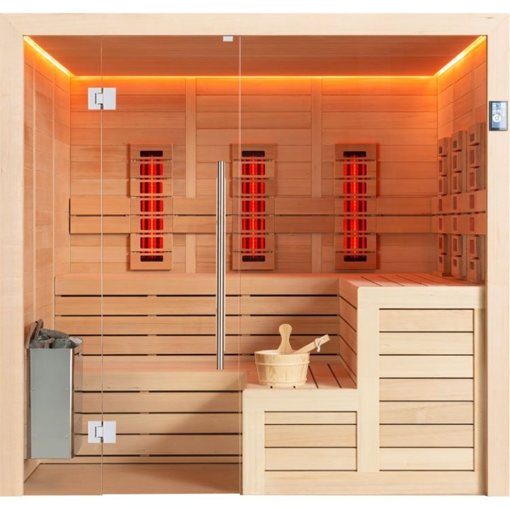 Finská sauna EAGO AWT E1613B-IR hemlock 200×180 9 kW TheWall