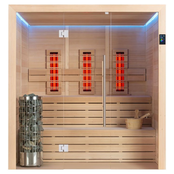 Finská sauna EAGO AWT E1614A-IR hemlock 200×160 9 kW Cilindro