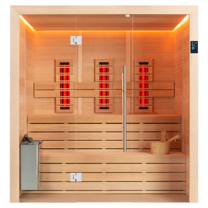 Finská sauna EAGO AWT E1614A-IR hemlock 200×160 9 kW TheWall