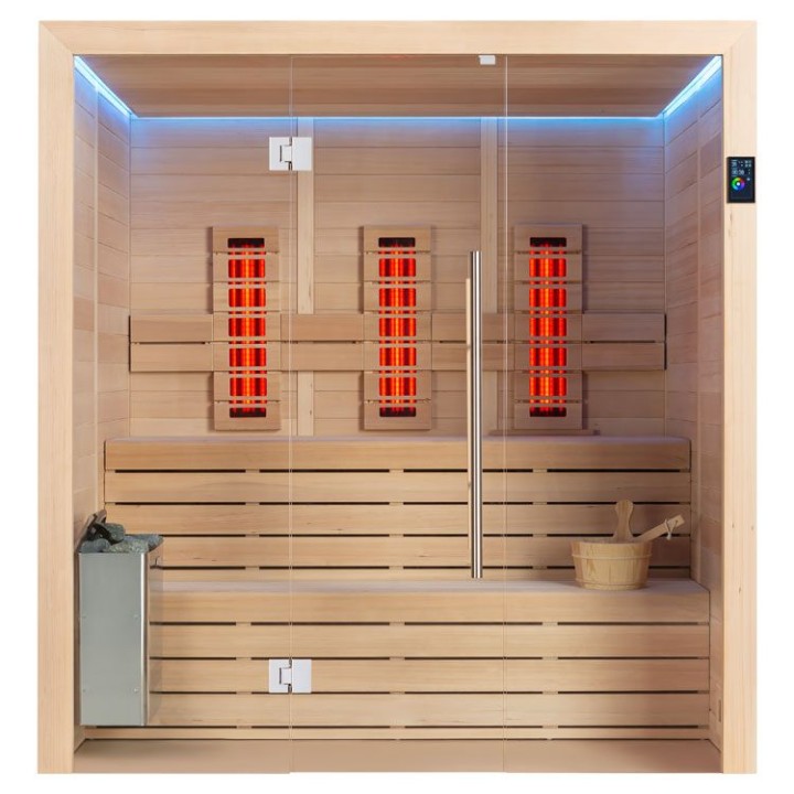 Finská sauna EAGO AWT E1614A-IR hemlock 200×160 9 kW TheWall