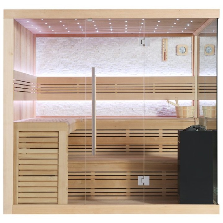 Finská sauna EAGO AWT B1105A hemlock 220×200 9 kW Virta Bi-O