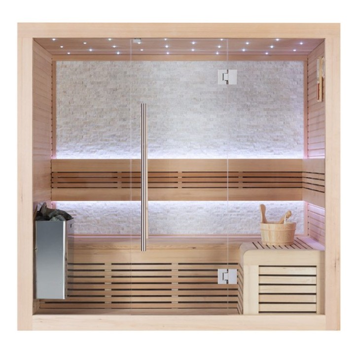 Finská sauna EAGO AWT B1106A hemlock 200×120 9 kW TheWall Bi-O
