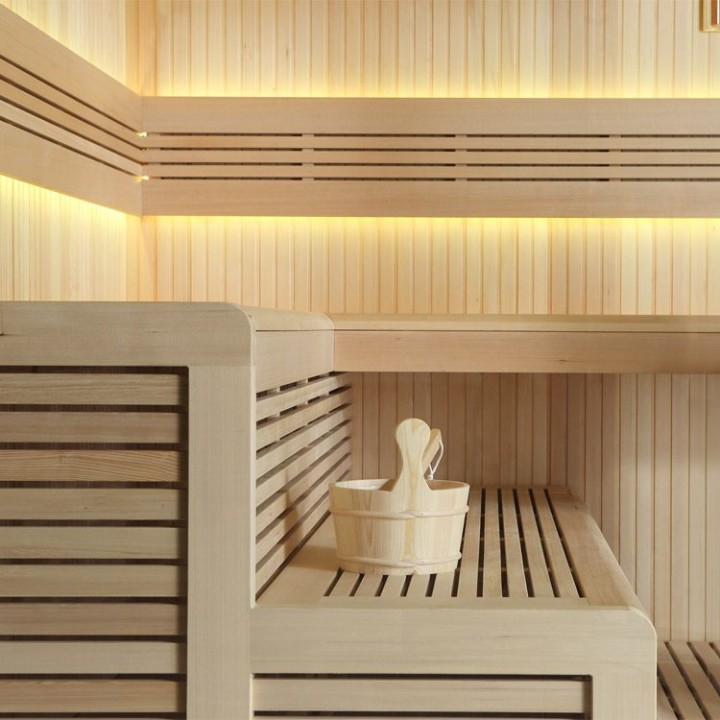 Finská sauna EAGO AWT B1111A hemlock 220×220 9 kW EOS BiO-Cubo
