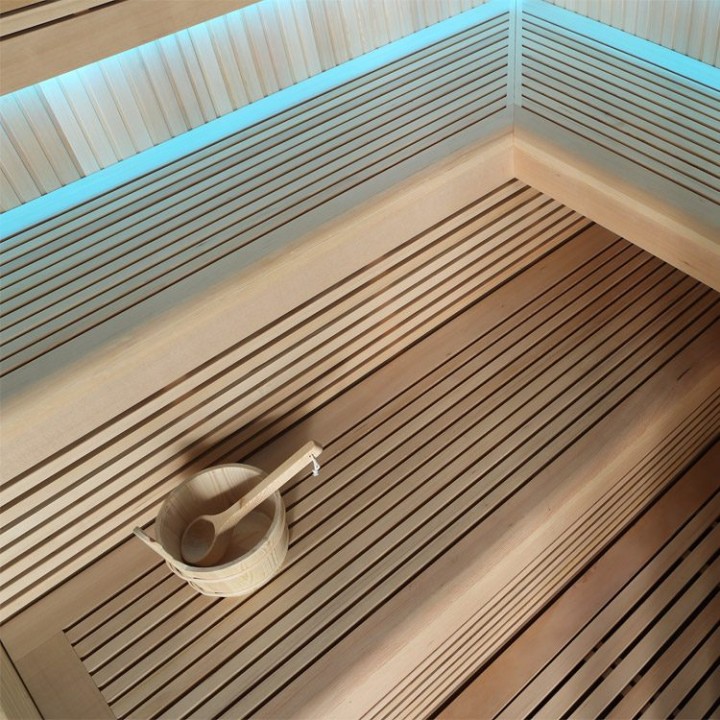 Finská sauna EAGO AWT B1111A hemlock 220×220 9 kW Virta Bi-O
