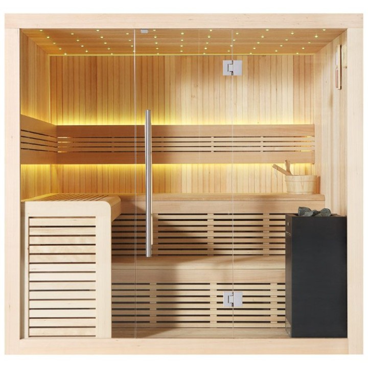 Finská sauna EAGO AWT B1112A hemlock 220×200 9 kW EOS BiO-Cubo