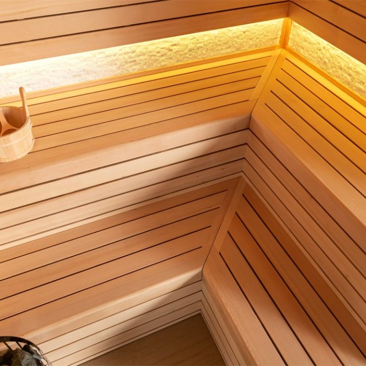 Finská sauna EAGO AWT B1603B hemlock 200×180 9 kW Virta Bi-O