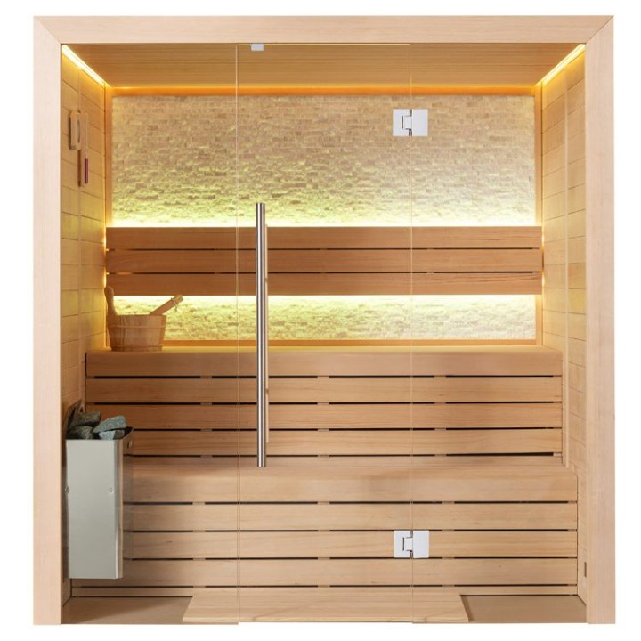 Finská sauna EAGO AWT B1604A hemlock 200×160 9 kW TheWall Bi-O
