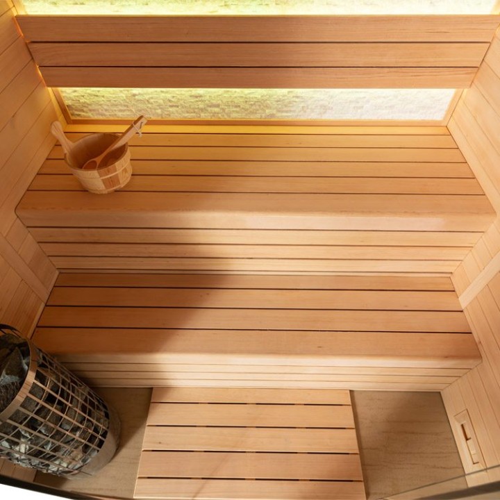 Finská sauna EAGO AWT B1604A hemlock 200×160 9 kW TheWall Bi-O