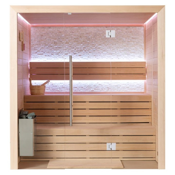 Finská sauna EAGO AWT B1604B hemlock 180×150 9 kW TheWall Bi-O