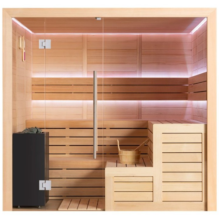 Finská sauna EAGO AWT B1613A hemlock 220×200 9 kW Virta Bi-O