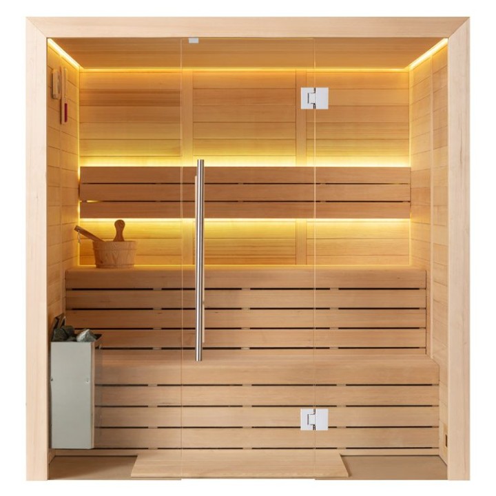 Finská sauna EAGO AWT B1614B hemlock 180×150 9 kW TheWall Bi-O
