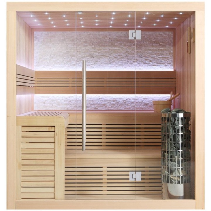 Finská sauna EAGO AWT E1102B hemlock 200×170 9 kW Cilindro