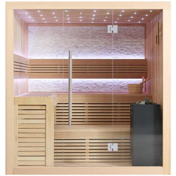 Finská sauna EAGO AWT E1102B hemlock 200×170 9 kW Virta