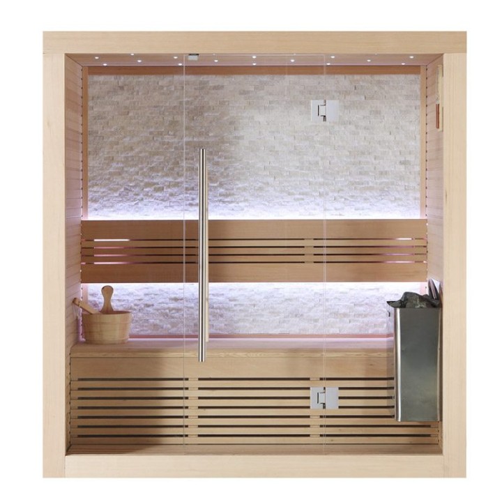 Finská sauna EAGO AWT E1103B hemlock 150×105 4,5 kW TheWall