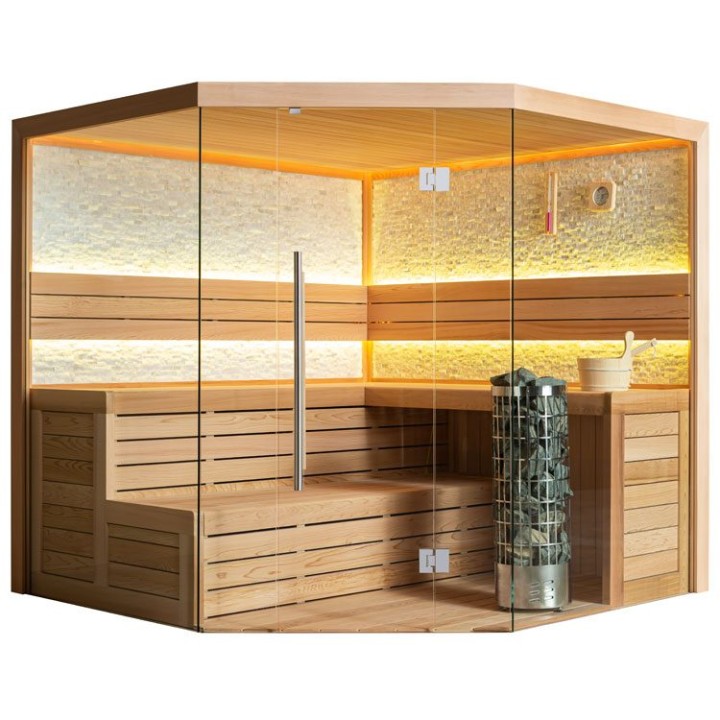 Finská sauna EAGO AWT E1601A červený cedr 220×220 9 kW Cilindro