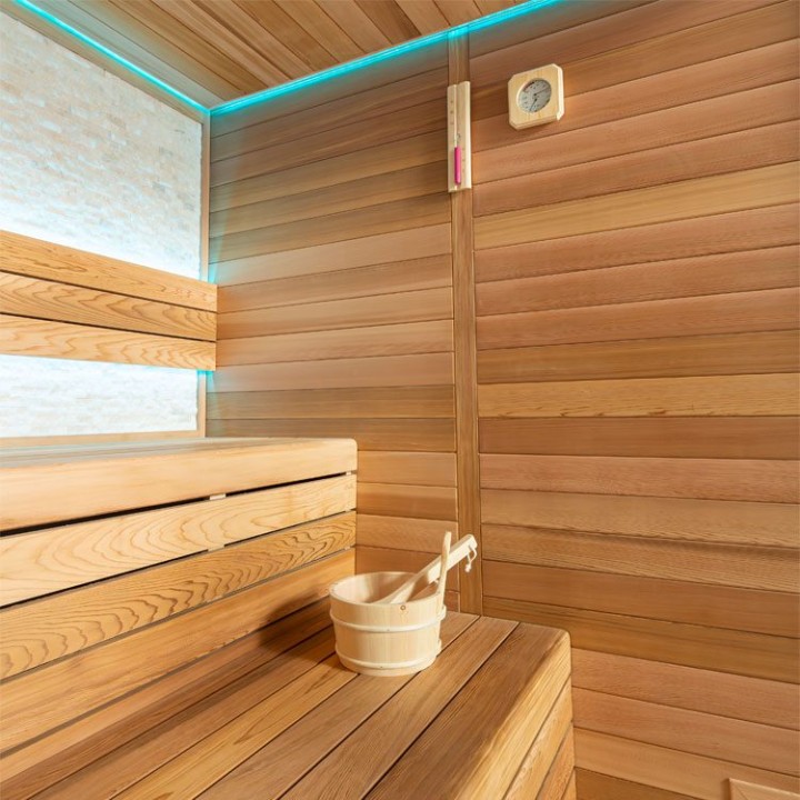 Finská sauna EAGO AWT E1602C červený cedr 180×160 9 kW Cilindro
