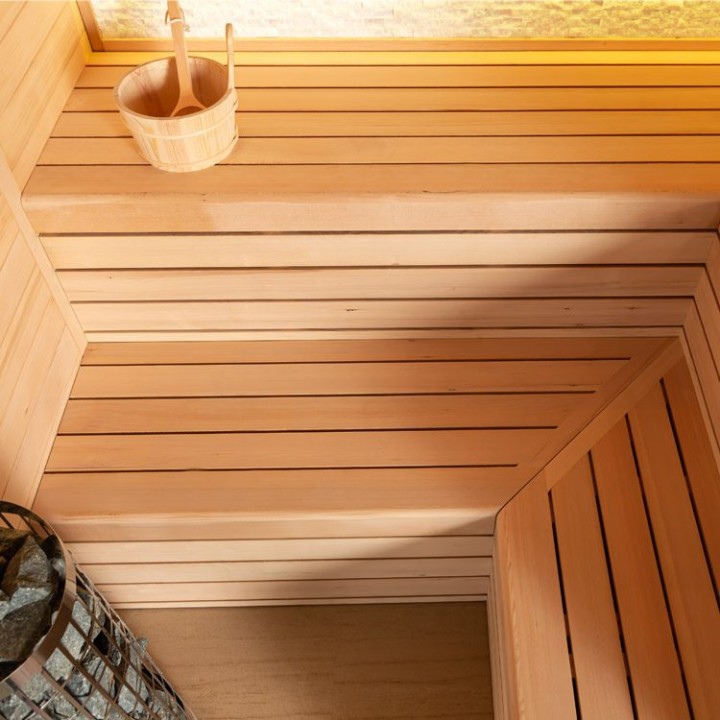 Finská sauna EAGO AWT E1603A hemlock 220×200 9 kW Cilindro