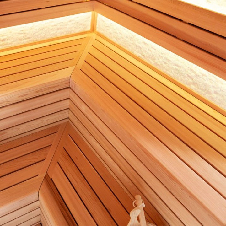 Finská sauna EAGO AWT E1603C červený cedr 180×180 bez kamen