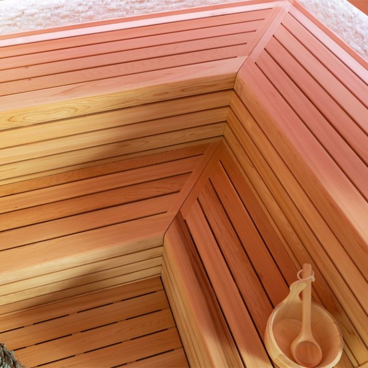 Finská sauna EAGO AWT E1603C červený cedr 180×180 bez kamen