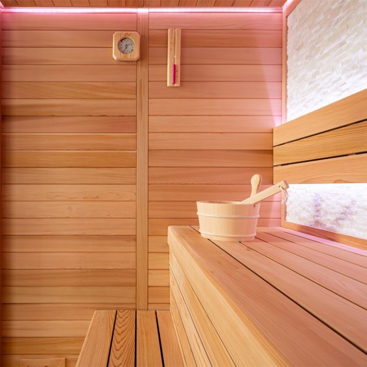 Finská sauna EAGO AWT E1604A červený cedr 200×160 9 kW TheWall