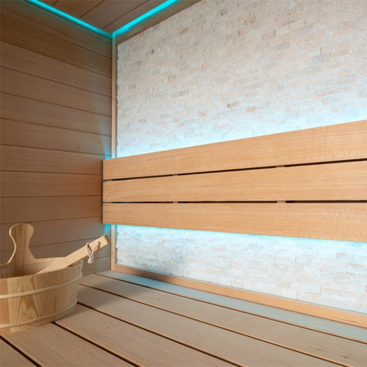 Finská sauna EAGO AWT E1604C hemlock 160×150 6 kW TheWall