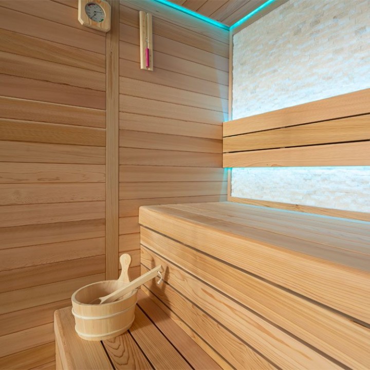 Finská sauna EAGO AWT E1604C červený cedr 160×150 6 kW TheWall
