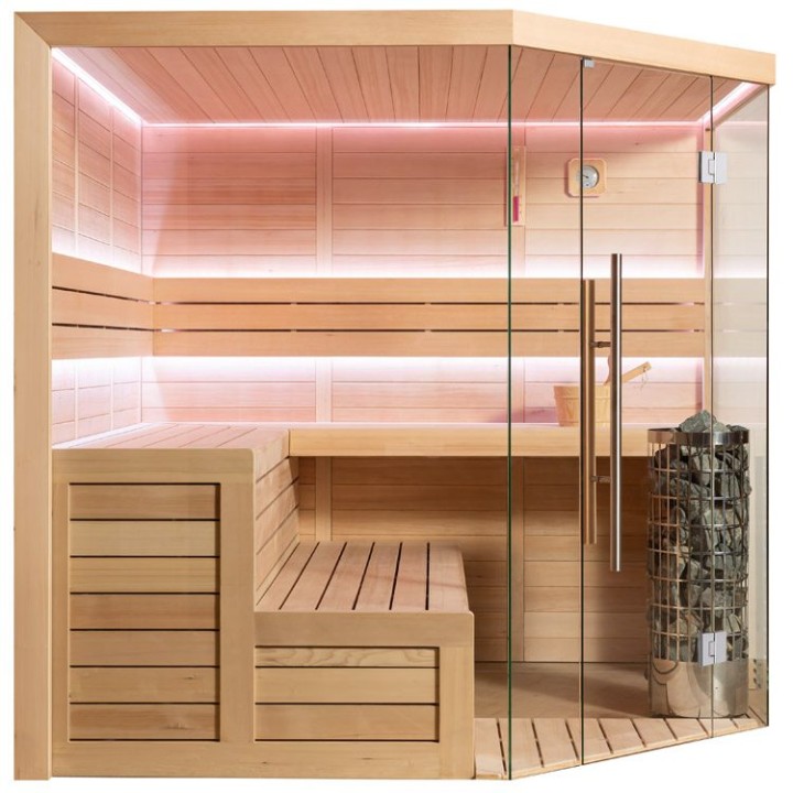 Finská sauna EAGO AWT E1611A hemlock 220×220 bez kamen