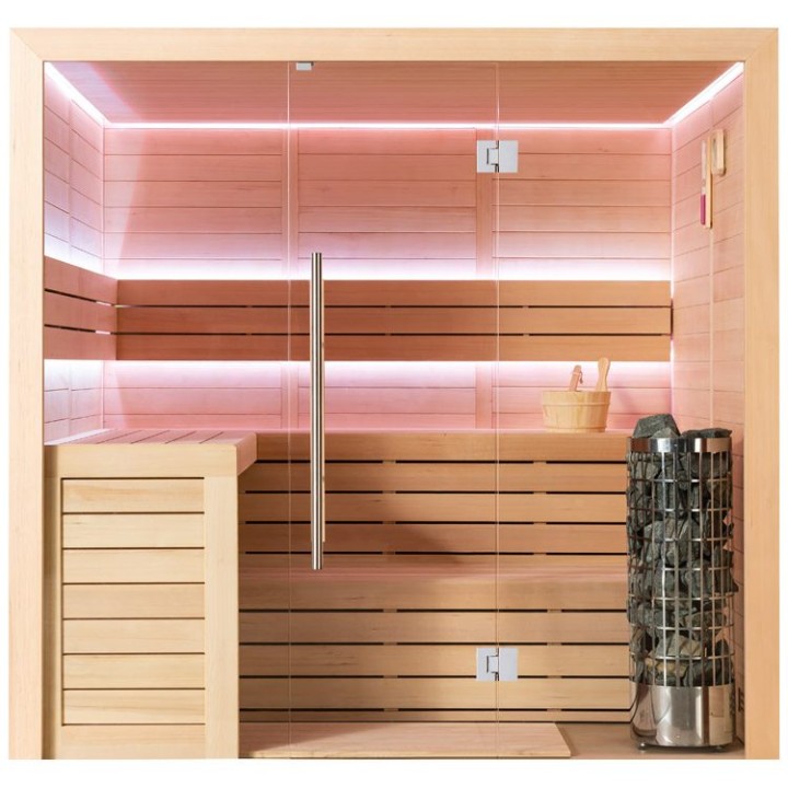 Finská sauna EAGO AWT E1612A hemlock 220×200 9 kW Cilindro