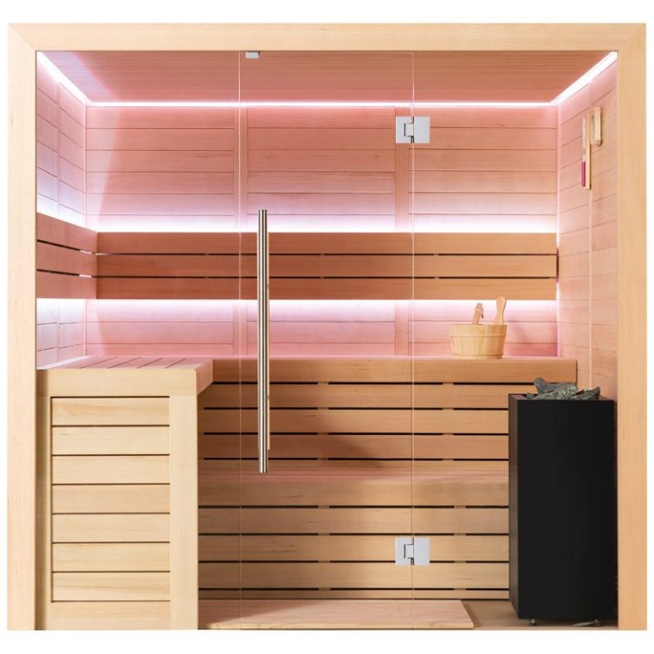 Finská sauna EAGO AWT E1612B hemlock 200×170 9 kW Virta