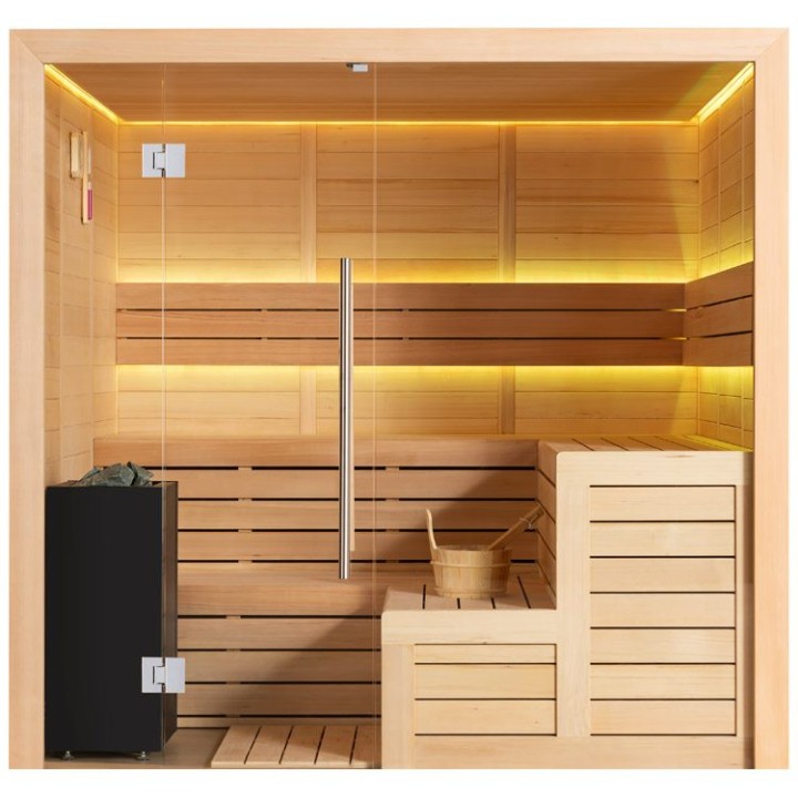 Finská sauna EAGO AWT E1613B hemlock 200×180 9 kW Virta