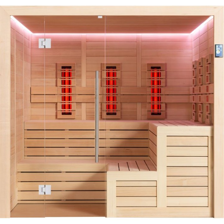 Finská sauna EAGO AWT E1613XL-IR hemlock 240×200 bez kamen