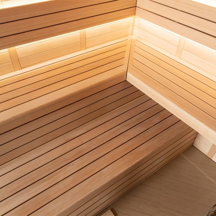 Finská sauna EAGO AWT E1621B hemlock 200×200 9 kW Cilindro