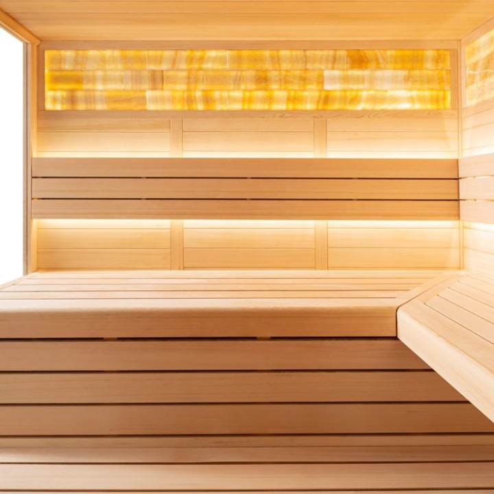 Finská sauna EAGO AWT E1621B hemlock 200×200 9 kW Cilindro