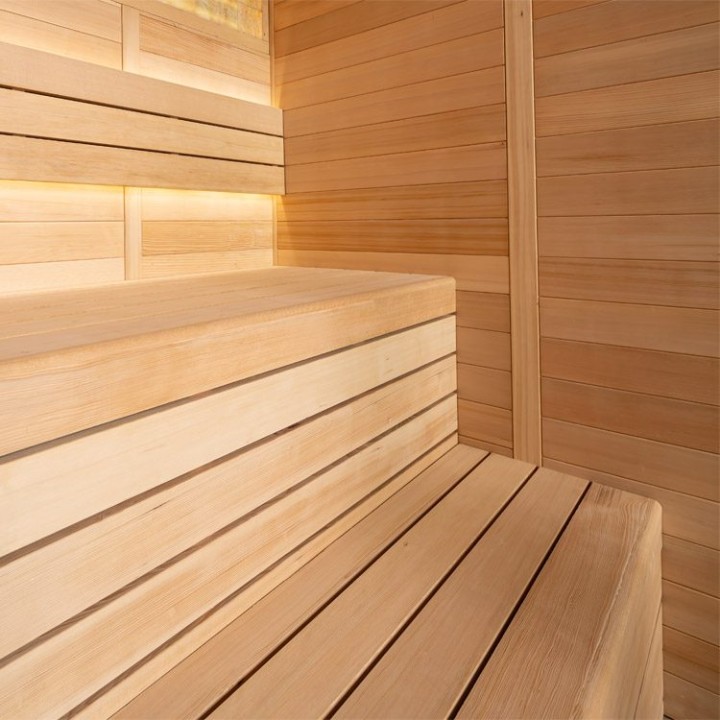 Finská sauna EAGO AWT E1624C hemlock 160×150 6 kW TheWall