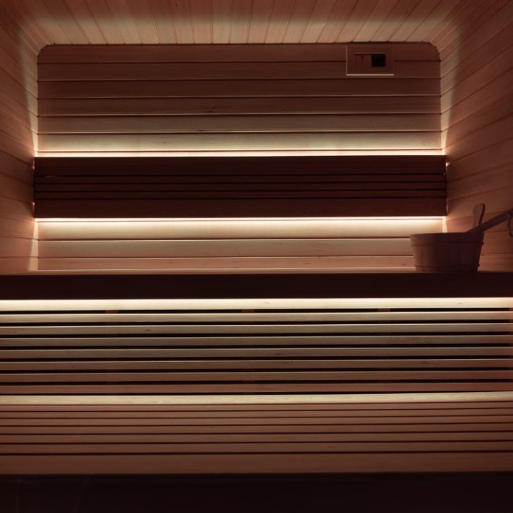 Zahradní sauna EAGO AWT Saunahaus THE CUBE X3 hemlock 225×225 bez kame