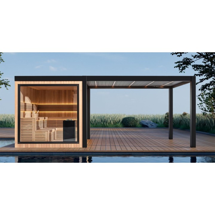 Zahradní sauna EAGO AWT Saunahaus THE CUBE X7-L za hemlock 300×635 12 