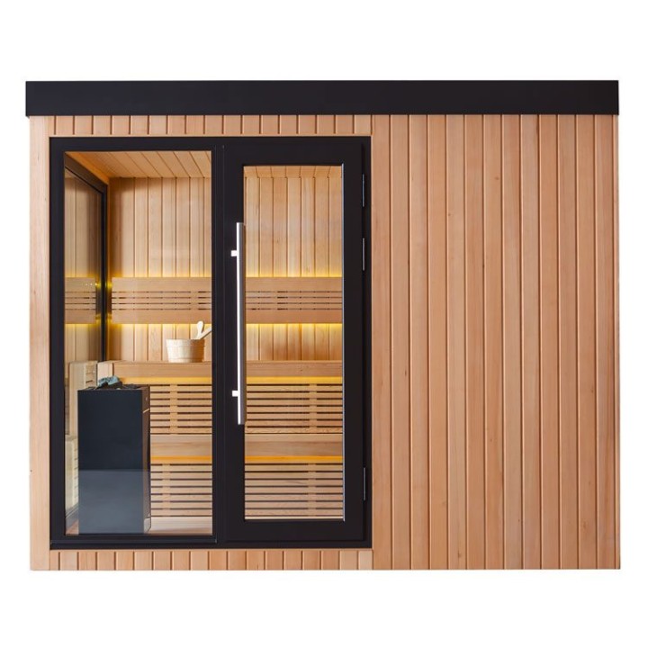 Zahradní sauna EAGO AWT Saunahaus THE CUBE X7-L za hemlock 300×635 bez