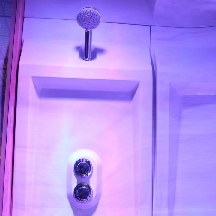 Parní sauna EAGO AWT W200A červený cedr 165×135 levé provedení