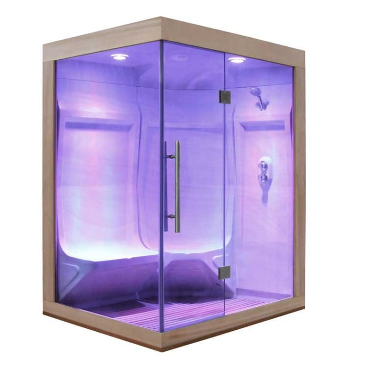 Parní sauna EAGO AWT W200B červený cedr 118×135 pravé provedení