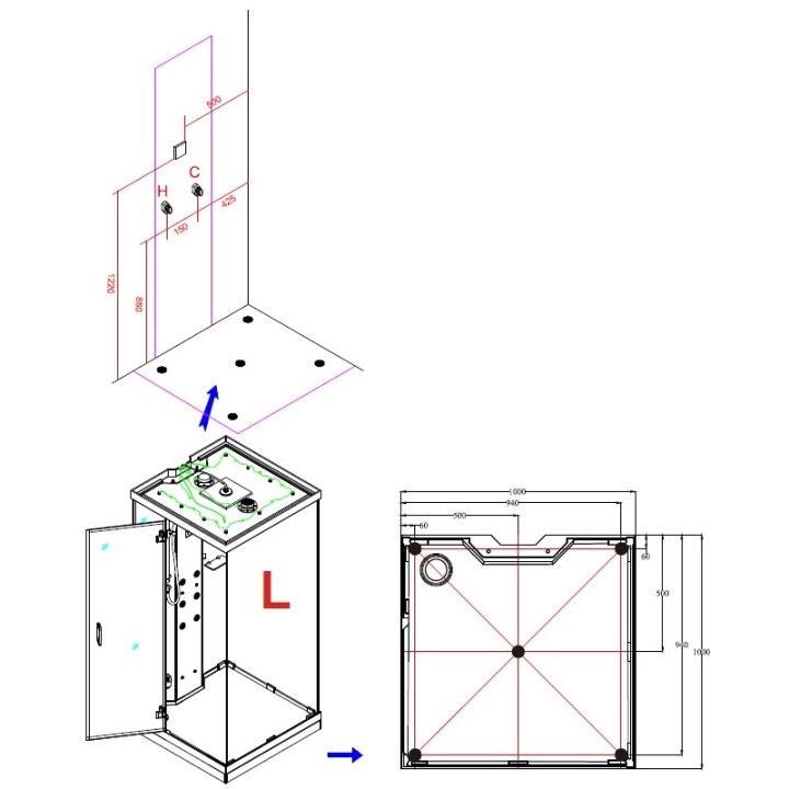 Parní sprchový box Mocoori SHA1010002 100x100x219 levá verze