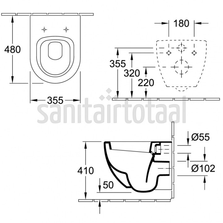 Závěsné keramické WC - toaleta - záchod Villeroy en Boch Subway 48x35,5x5x41cm 911010514