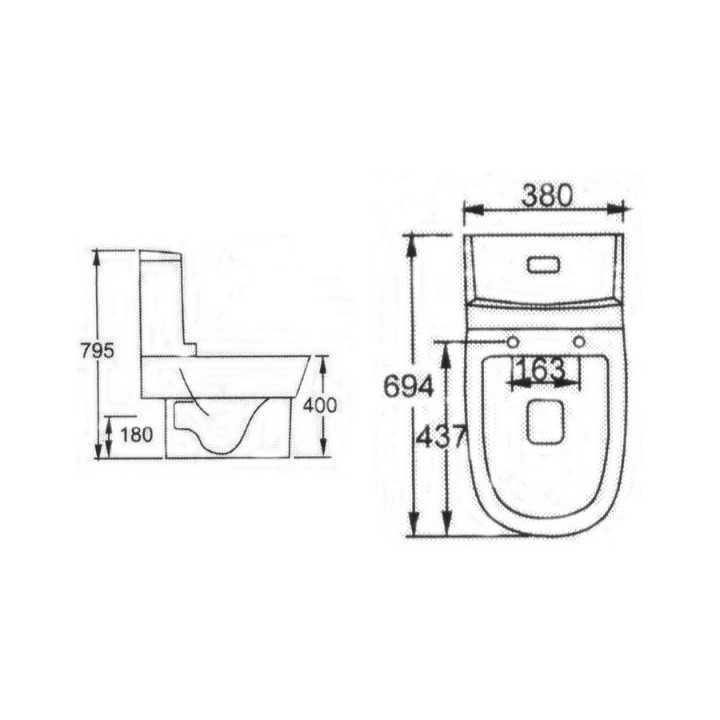 WC - toaleta - záchod s splachovací nádržkou EAGO WA332P 69,4x38x79,5