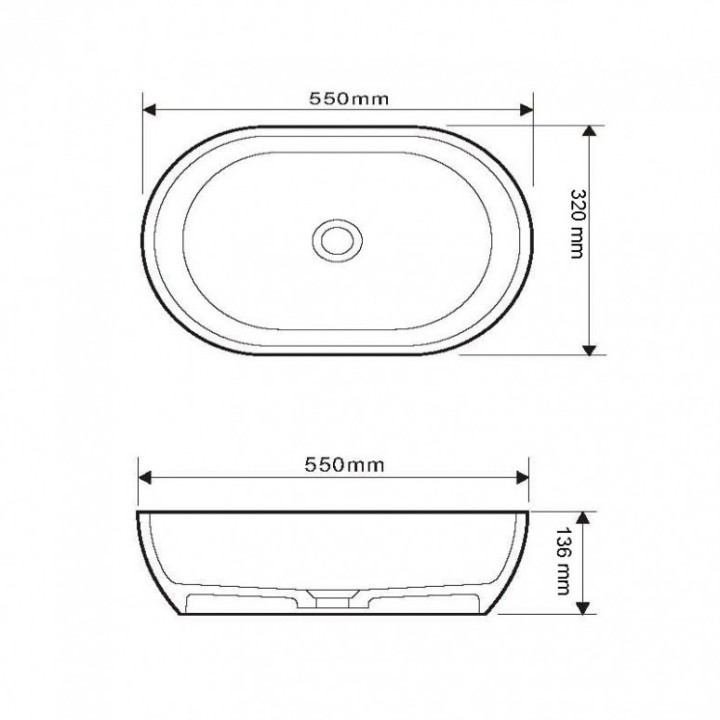 Mramorové umyvadlo Mocoori M120-0041 matné 55x32x13,6cm