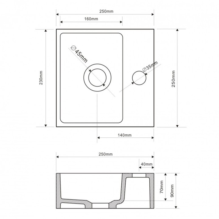 Mramorové umyvadlo Mocoori matné M110-1031 25x25x9cm