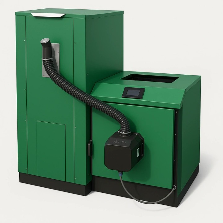 EKOSCROLL BETA KOMPAKT 15 s bočním zásobníkem – automatický kotel na pelety 15 kW